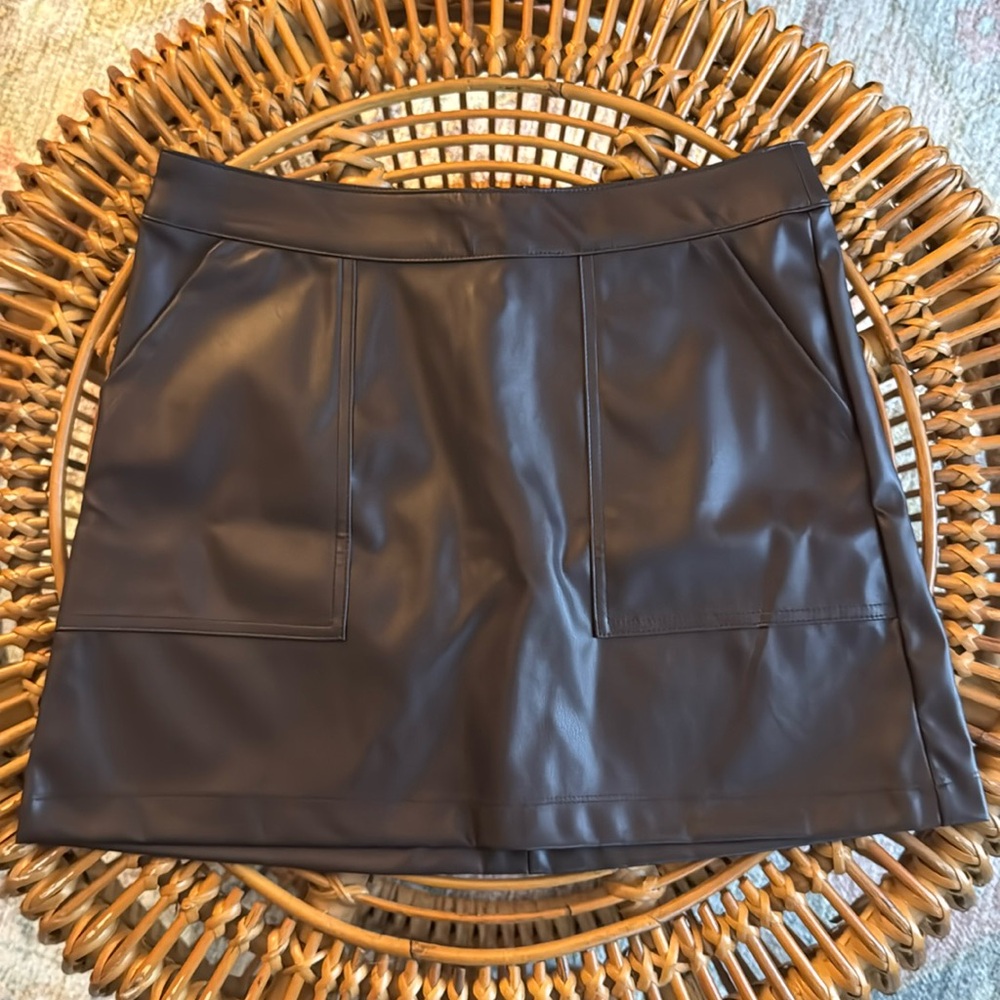 Faux Leather Brown Skirt Size S NWT